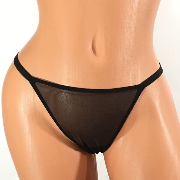 Victoria's Secret Sheer Thong Panty One Size Black - Picture 1 of 4